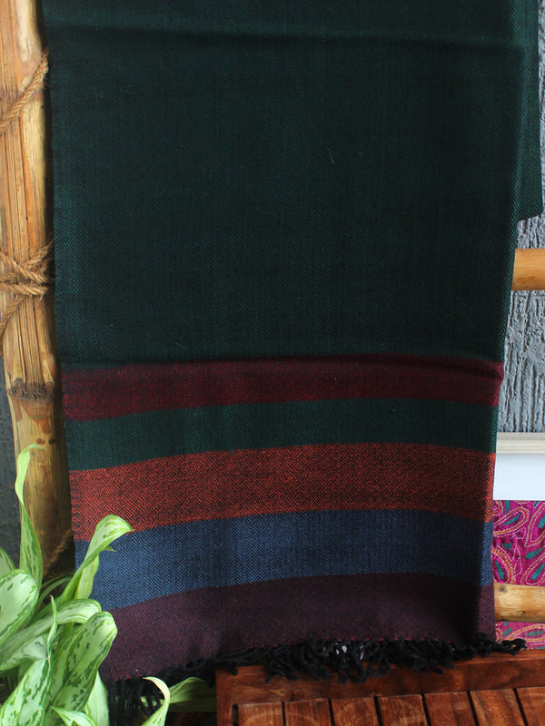 Green Handloom Pure Wool Kullu Stole