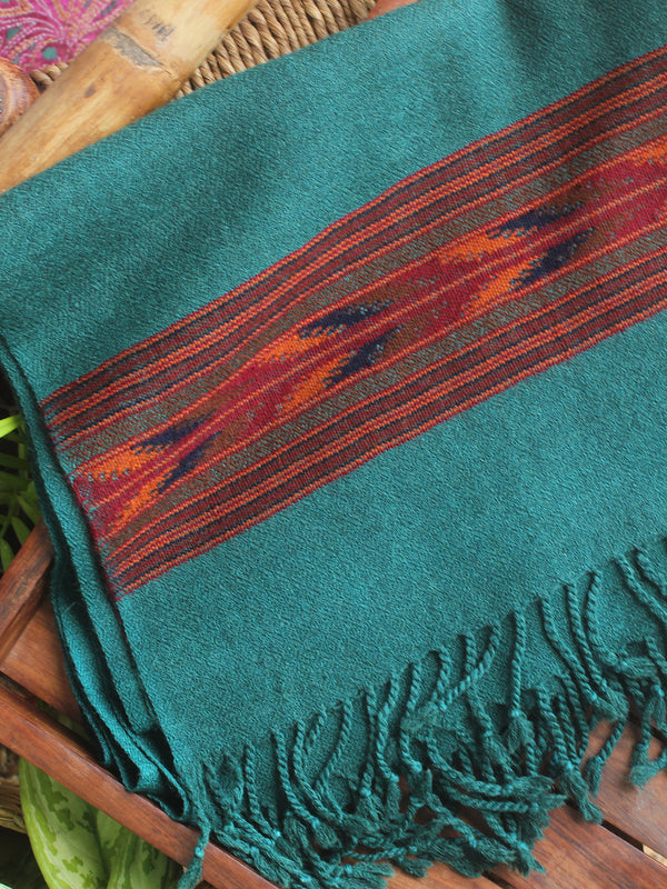 Teal Handloom Pure Wool Kullu Stole