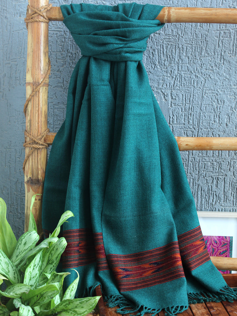 Teal Handloom Pure Wool Kullu Stole