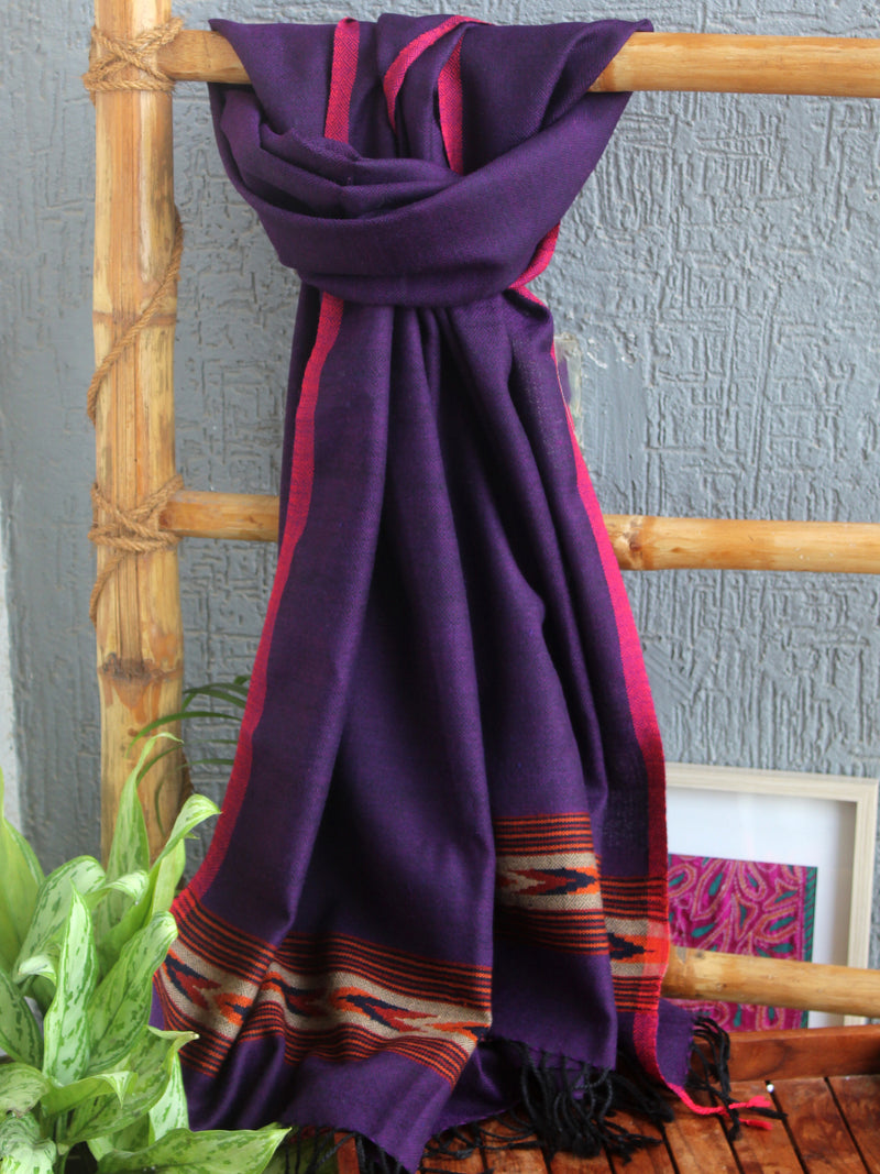 Purple Handloom Pure Wool Kullu Stole