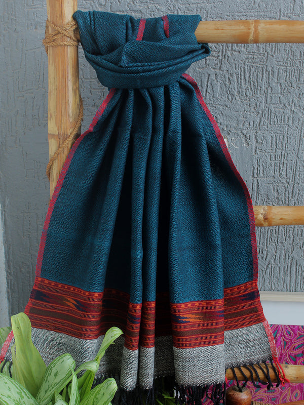 Blue Handloom Pure Wool Kullu Stole