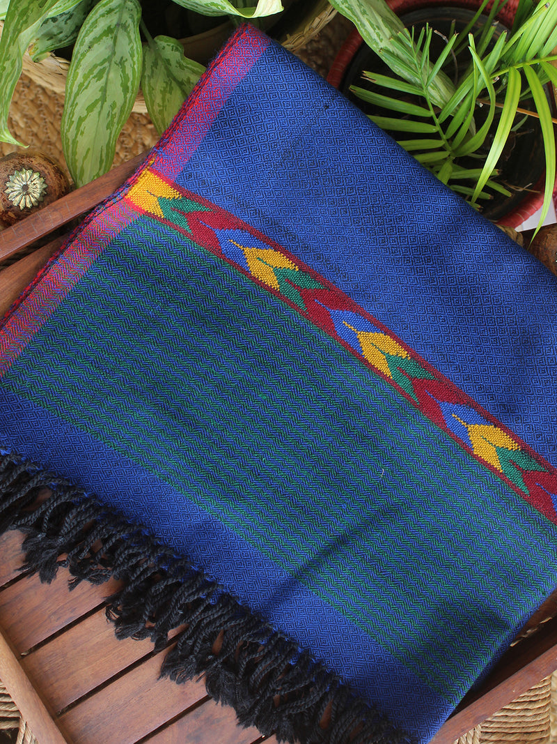 Blue Handloom Pure Wool Kullu Stole