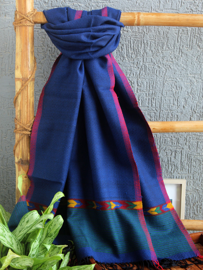 Blue Handloom Pure Wool Kullu Stole