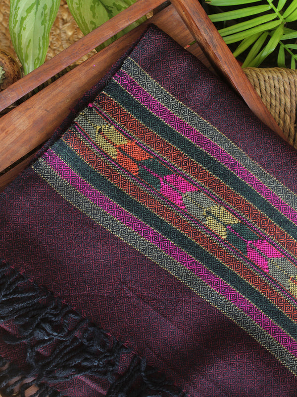 Purple Handloom Pure Wool Kullu Stole