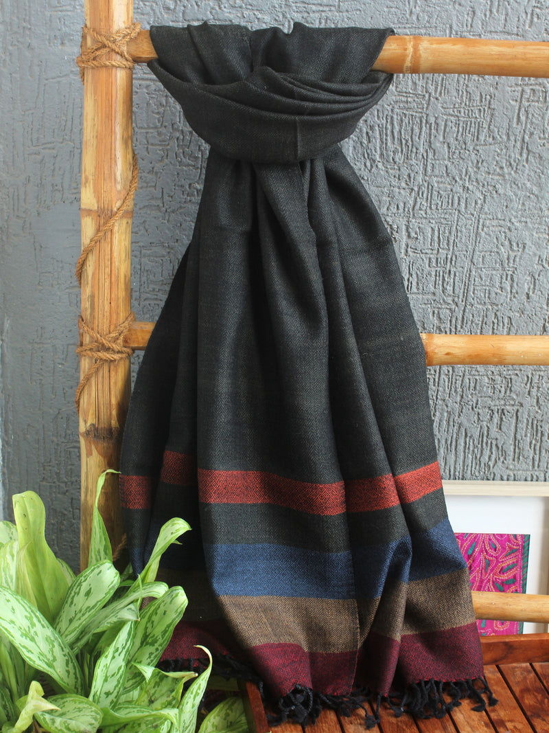 Khaki Handloom Pure Wool Kullu Stole