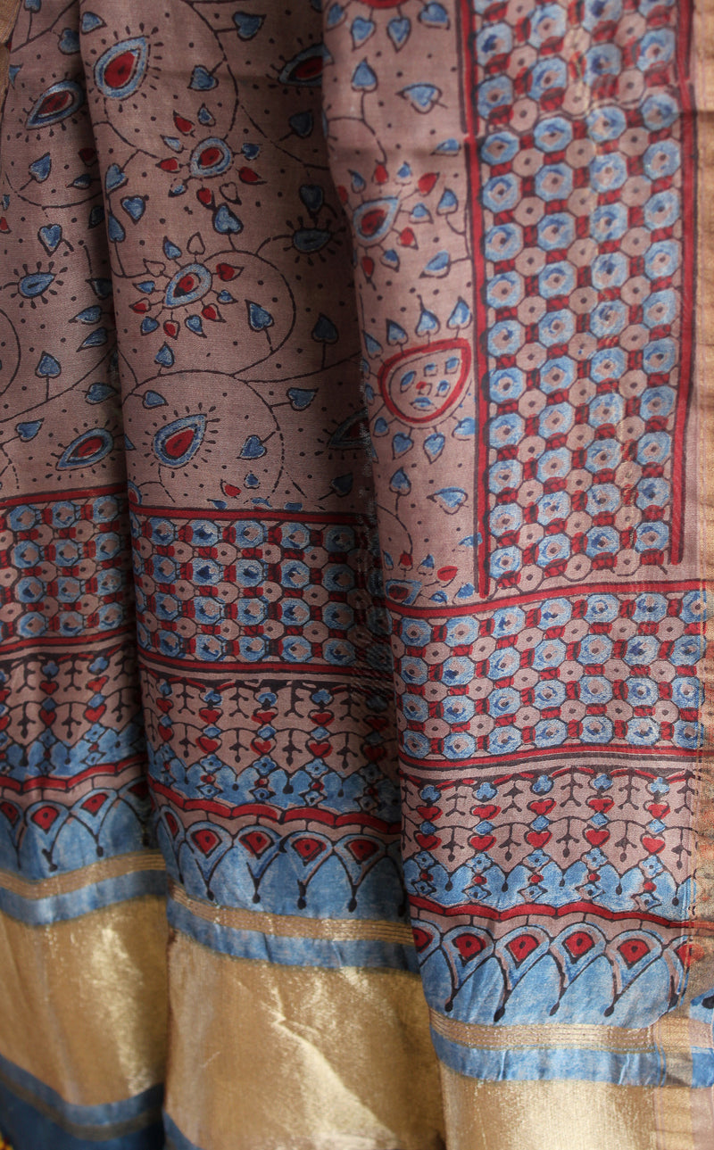 Chanderi Ajrakh Hand Block Printed Dupatta