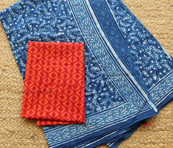 Bagru Hand Block Printed Cotton Saree