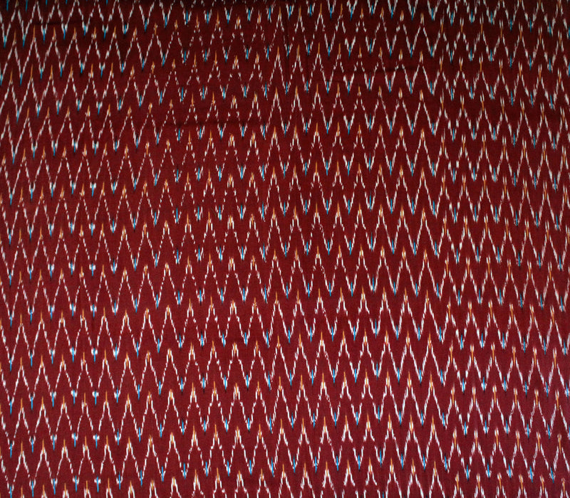 Maroon Single Ikkat Handloom Cotton Fabric