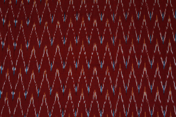 Maroon Single Ikkat Handloom Cotton Fabric