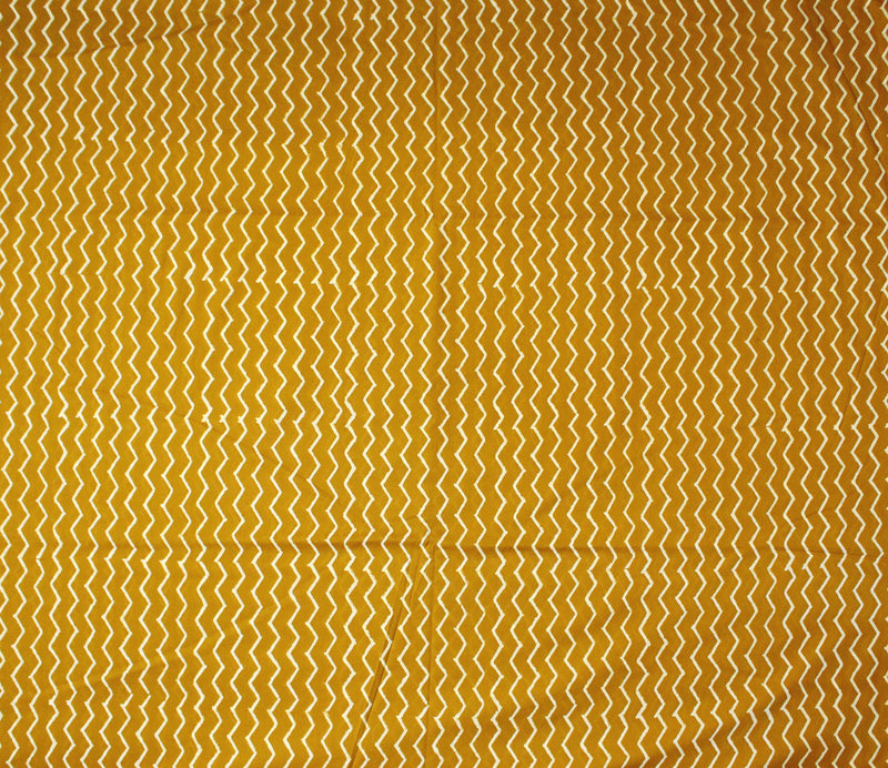 Mustard Bagru Hand Block Printed Cotton Fabric
