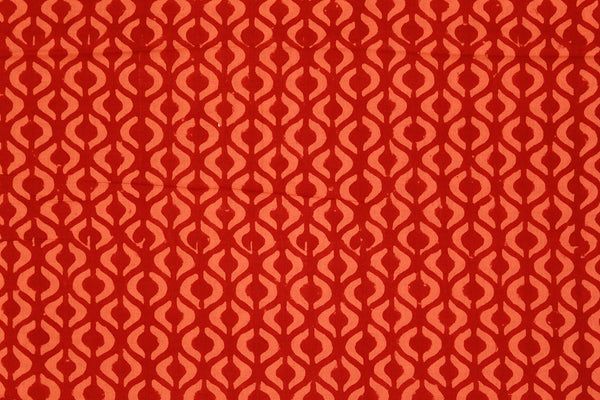 Orange Bagru Hand Block Printed Cotton Fabric