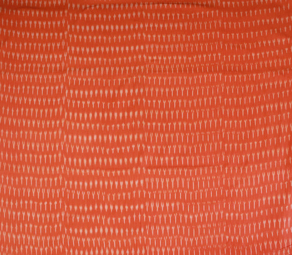 Orange Single Ikkat Handloom Cotton Fabric