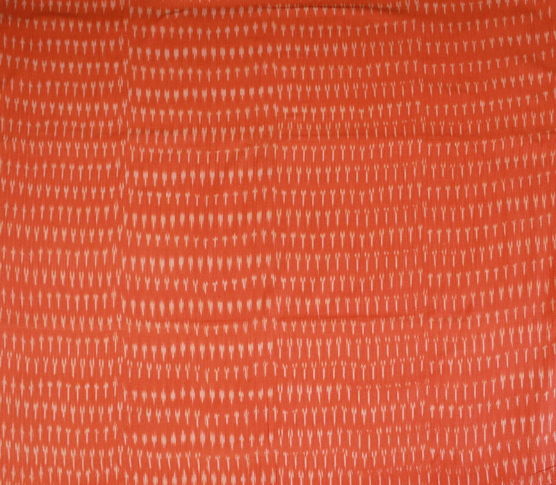 Orange Single Ikkat Handloom Cotton Fabric