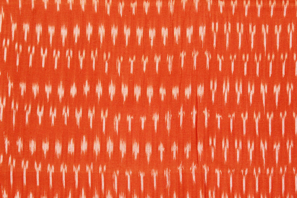 Orange Single Ikkat Handloom Cotton Fabric