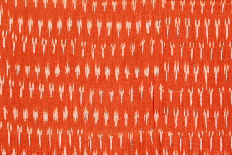 Orange Single Ikkat Handloom Cotton Fabric