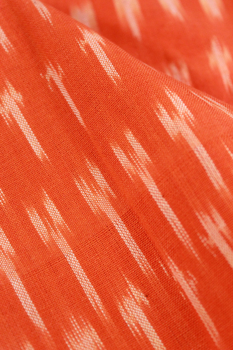 Orange Single Ikkat Handloom Cotton Fabric