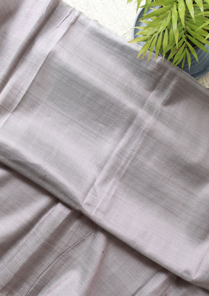 Grey Striped Tussar Silk Handwoven Saree