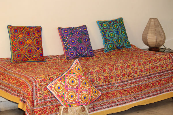 Pure Cotton Hand Embroidered Kutchi Cushion Covers