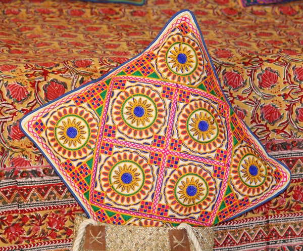 Pure Cotton Hand Embroidered Kutchi Cushion Covers