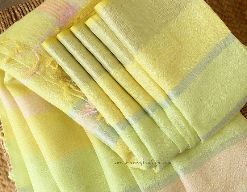 Pastel Multi-coloured Linen Saree