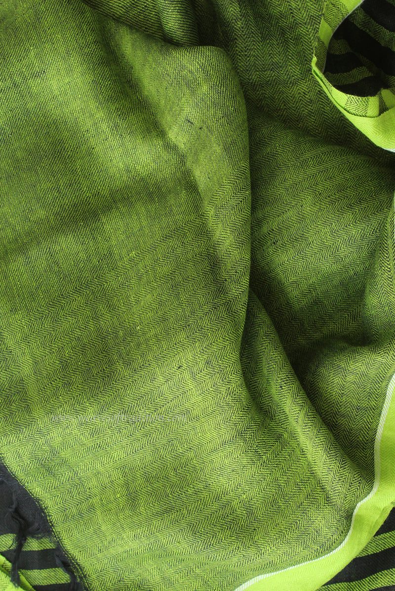 Black and Green Twill Linen Saree