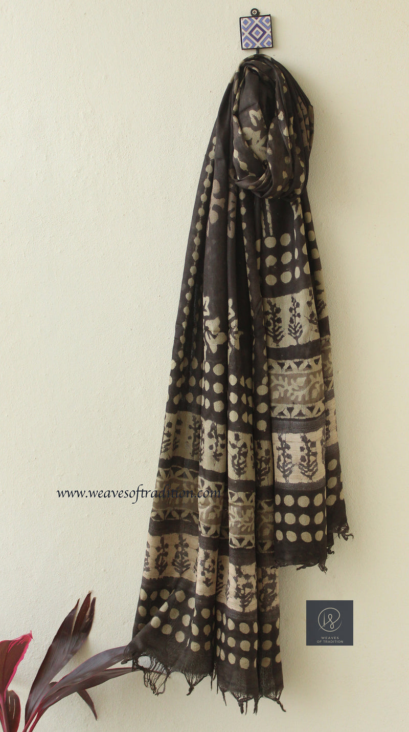 Brown Modal Silk Batik Dupatta