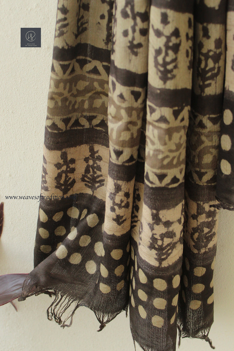 Brown Modal Silk Batik Dupatta