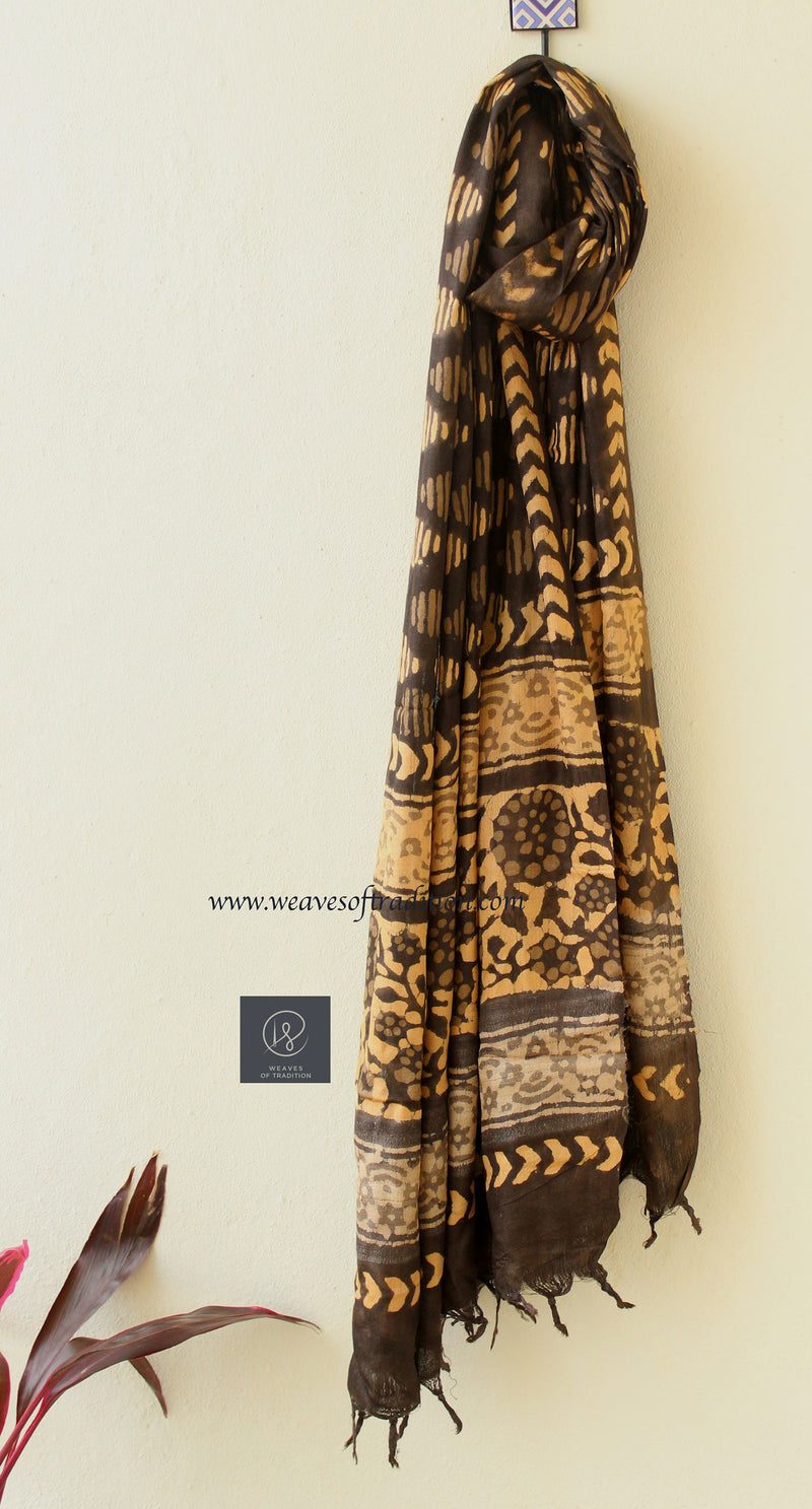 Brown Modal Silk Batik Dupatta