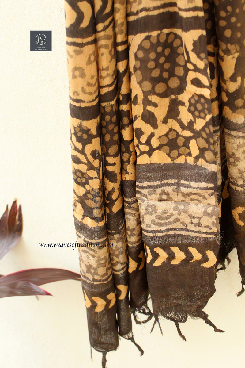 Brown Modal Silk Batik Dupatta