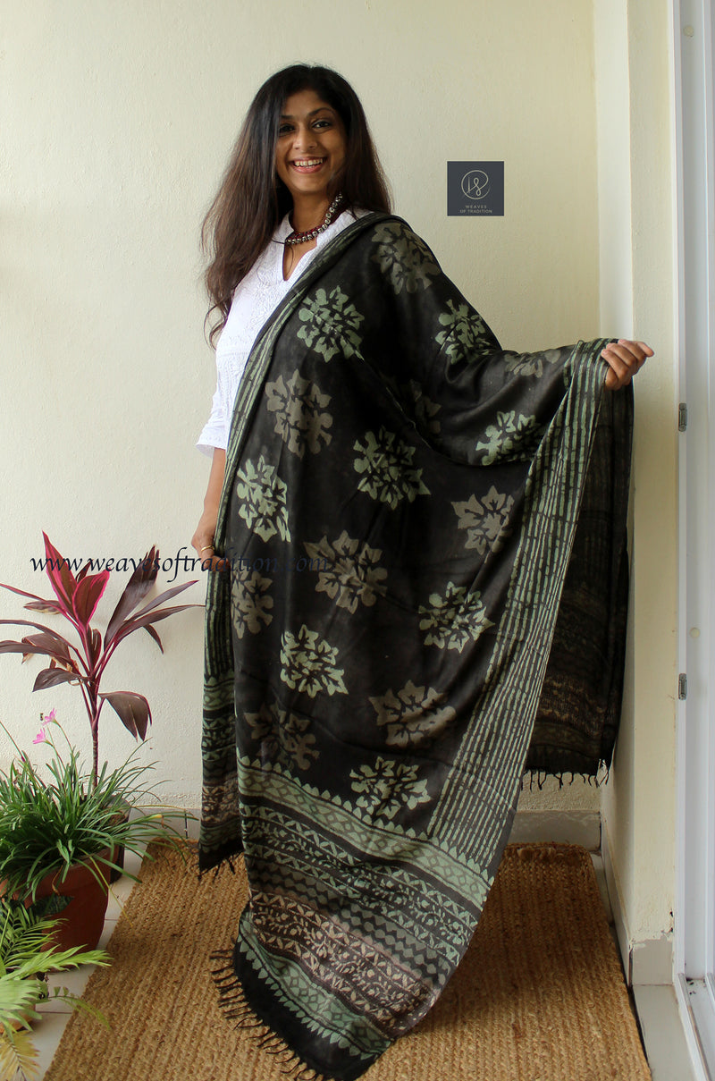 Brown Modal Silk Batik Dupatta