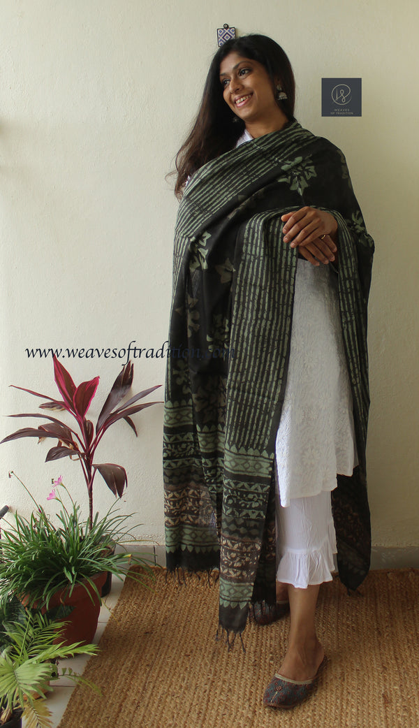 Brown Modal Silk Batik Dupatta