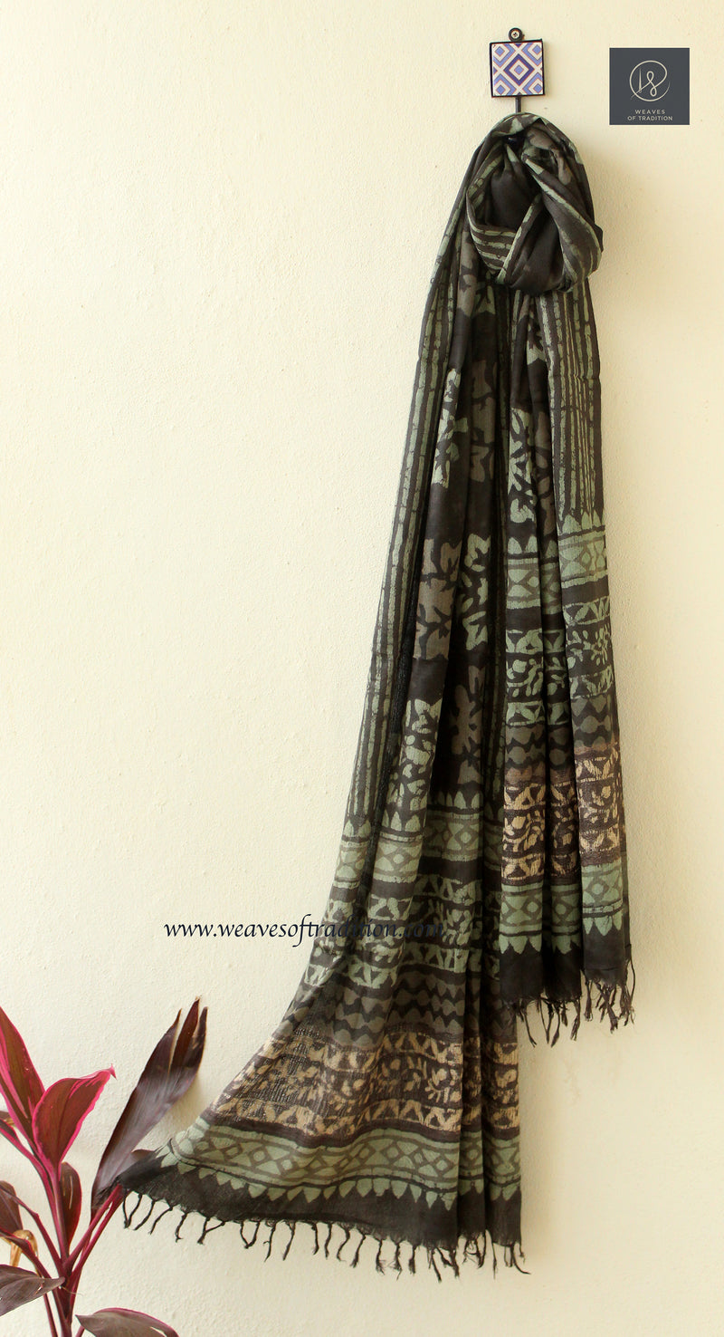 Brown Modal Silk Batik Dupatta