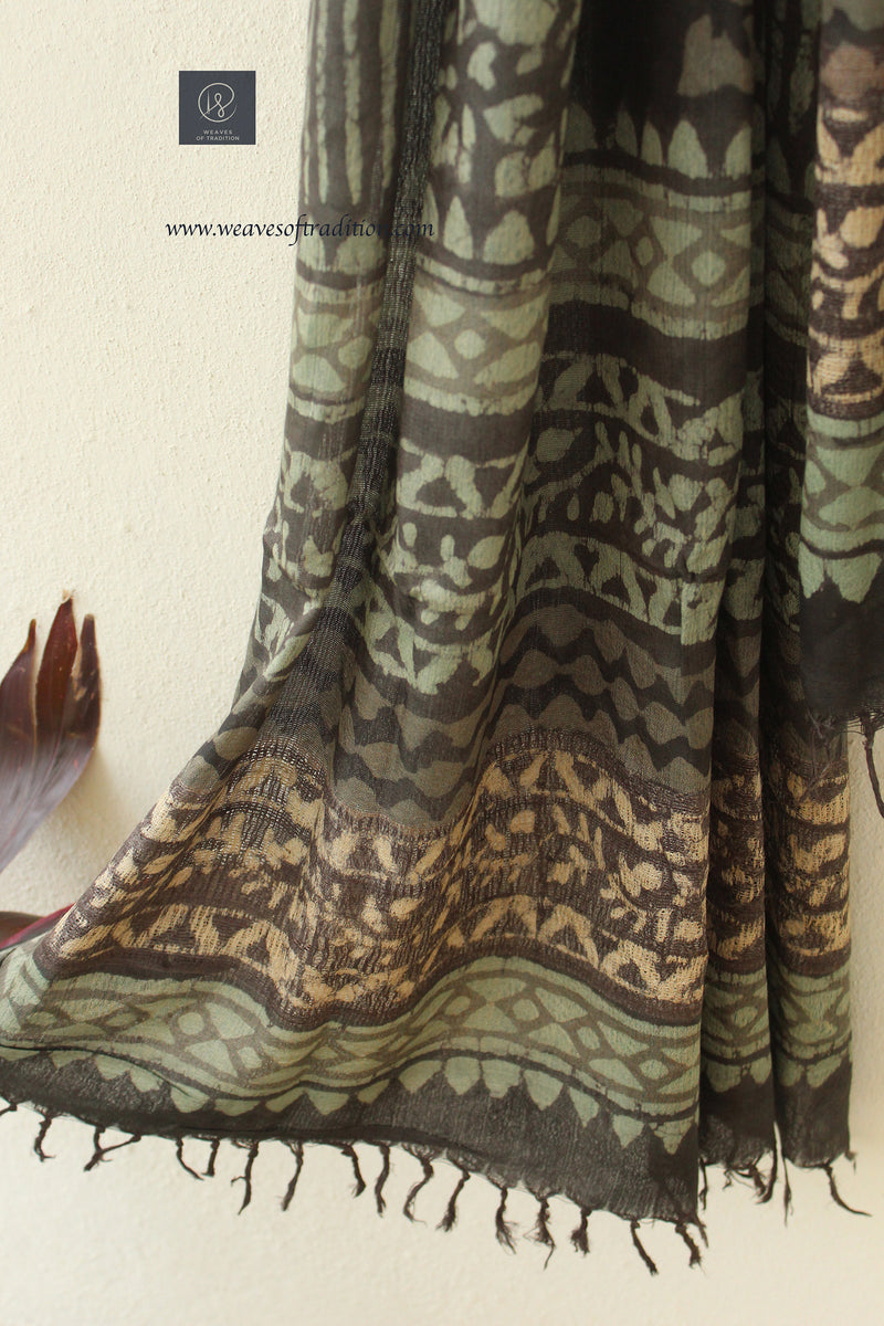 Brown Modal Silk Batik Dupatta